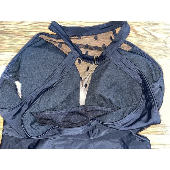 SO Juniors Plus Size 1x Black Halter Mesh One Piece Bathing Suit Swim Wear NWT - Picture 15 of 16